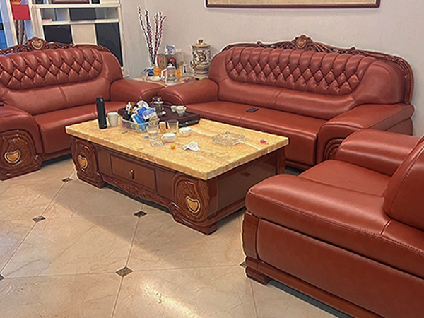 牛皮沙发翻新前后对比